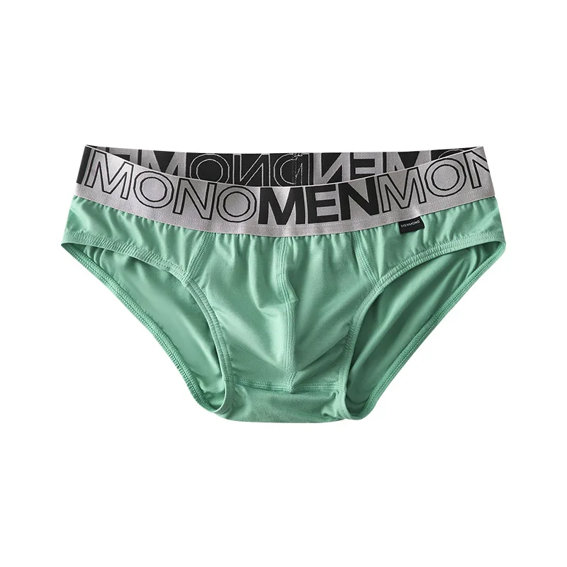 Men's Modal Cotton Briefs Low Waist Slim Fit for Youth Breathable Sweat-Wicking Solid Color Sporty Underwear for Summer Comfort