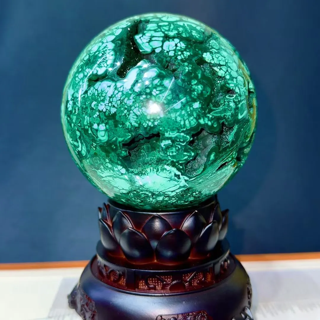 9-11cm Gemstone Natural Quartz Druzy Lava Cavern Malachite Crystal Sphere Wife Gift Healing Room Decor Ball Collectibles Items