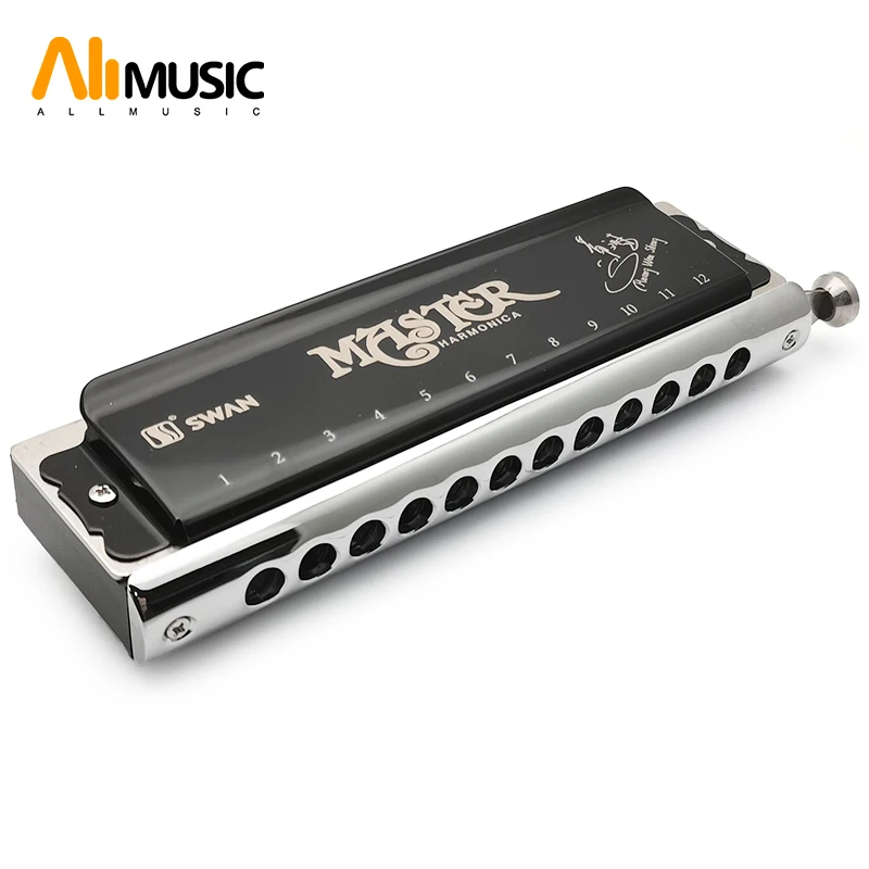 

Signture MASTER Huangwensheng Swan 12 Holes Chromatic Harmonica Key of C 48 Tones Black