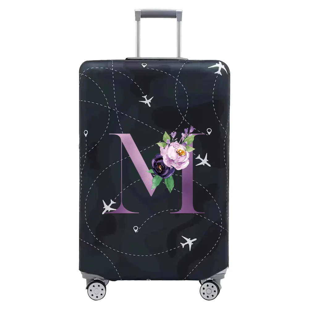 Luggage Compartment Protective Cover Wear Resistant Elastic Fabric Purple Letter Series Dust Cover Durable Travel Case Cover