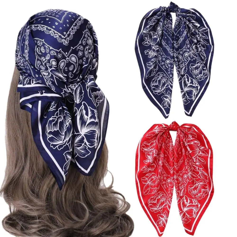 

Paisley Print Handkerchief Hijab Scarf For Women Bandana Head Hair Scarves 70*70CM Square Hairband Neck Scarfs Ladies