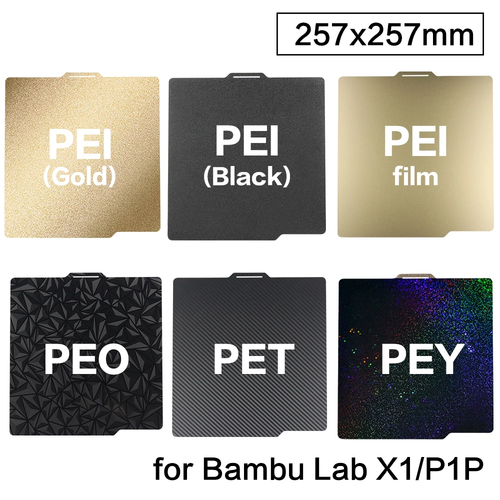 Bambu X1แล็บ P1P X1C 257x257มม. แผ่นสปริงแผ่นเหล็กพื้นผิว alas magnetik 3D ชิ้นส่วนเครื่องพิมพ์