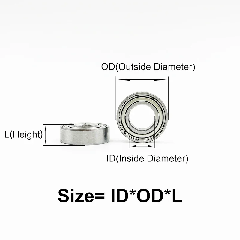 Rolamento de esferas em miniatura, 10 peças, 3x7x3 4x7x2.5 8x12x3.5 8x22x7 para suporte de impressora 3d, scooter, bicicleta, carro rc, brinquedo 608zz, rolamentos pequenos