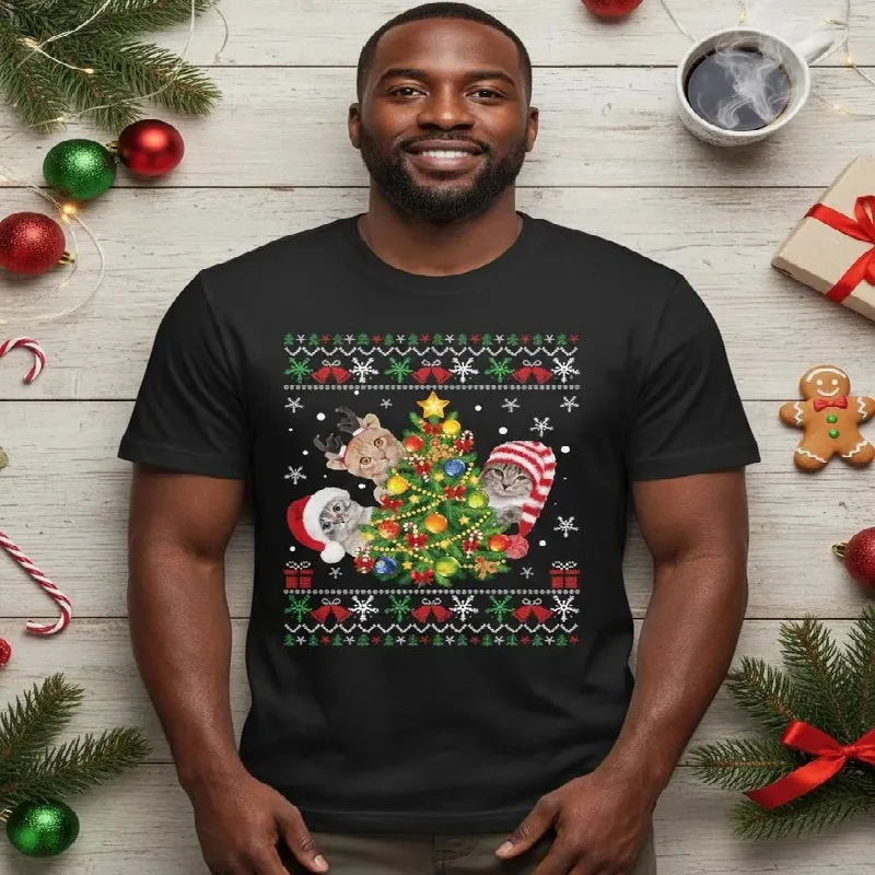 

Soft Breathable Christmas T-Shirt,Unisex Loose Crewneck Short Sleeve Cotton Tee,Festive Graphic Print Top,Perfect Christmas Gift