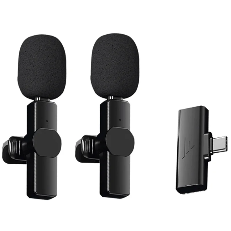 ABDQ-Wireless Lavalier Microphone Super Battery Life Microphone Suitable for IPhone IPad Android Live Recording Interview A