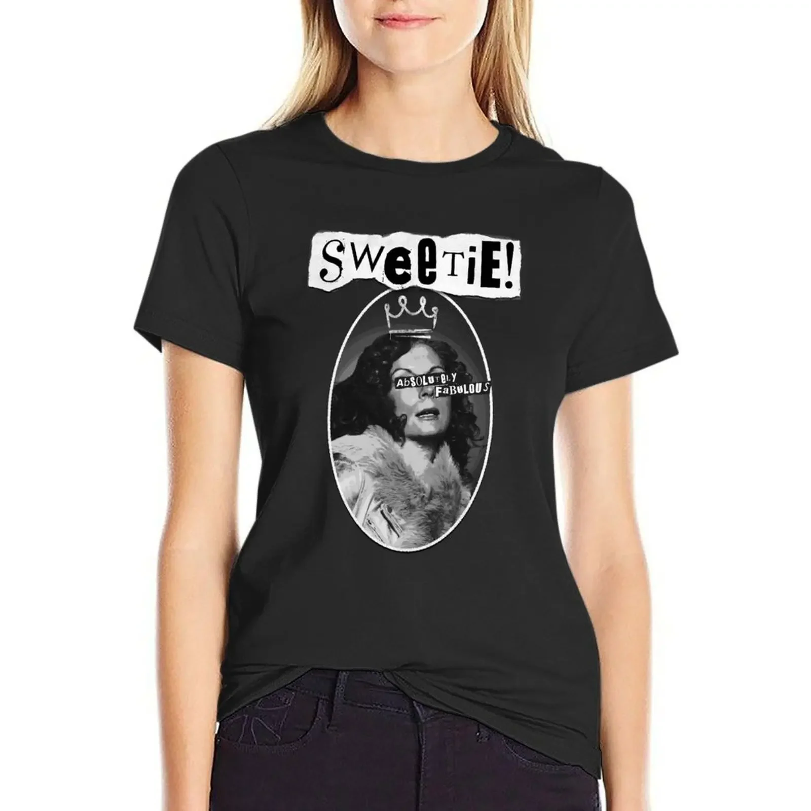 

Ab Fab Sweetie! Eddie Absolutely Fabulous Retro T-Shirt Blouse summer tops cute tops plus size t shirts for Women loose fit