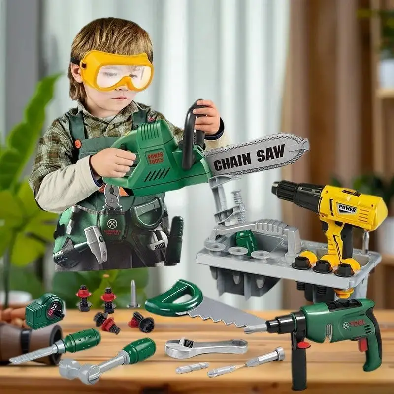 Set di utensili per trapano elettrico divertente ed educativo per bambini con suoni e azione realistici