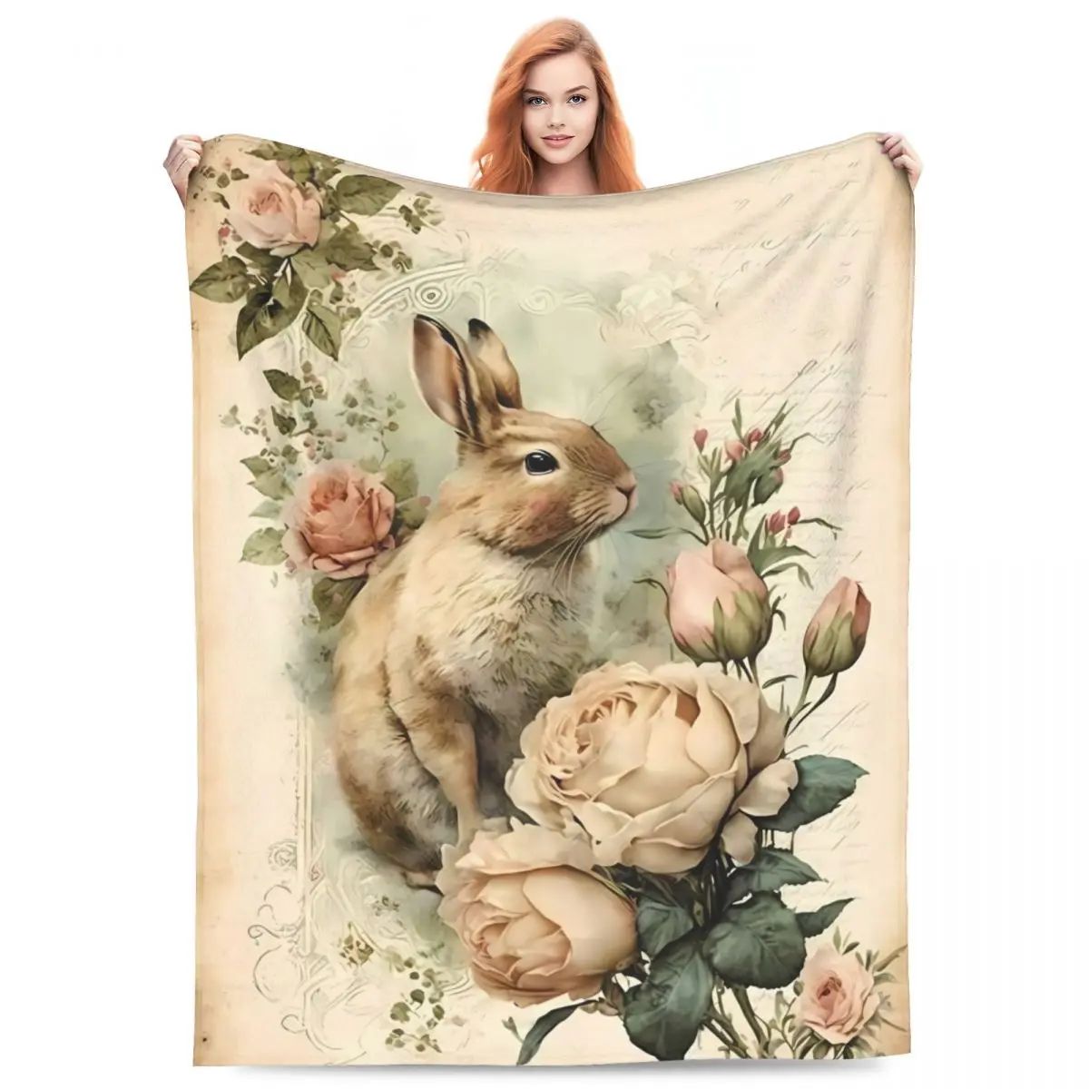 Easter Bunny Super Warm Blanket Postal Stamp Camping Throw Blanket Autumn Funny Design Flannel Bedspread Sofa Bed Cover