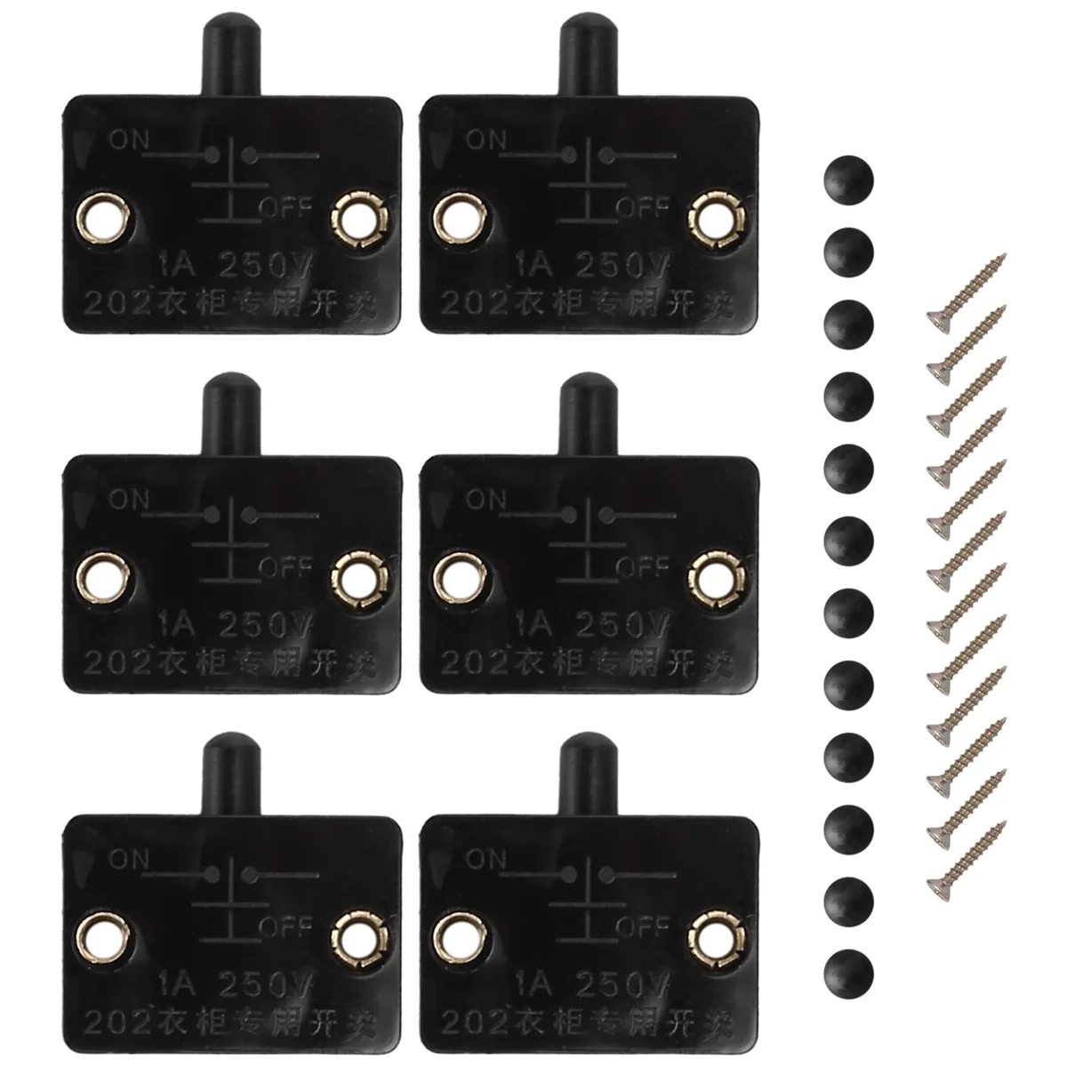 New 6Pcs Door Led Switch for Closet Light,Normally Closed Cabinet Electrical Lamp Switches,for Closet Pantry Cabinet Black