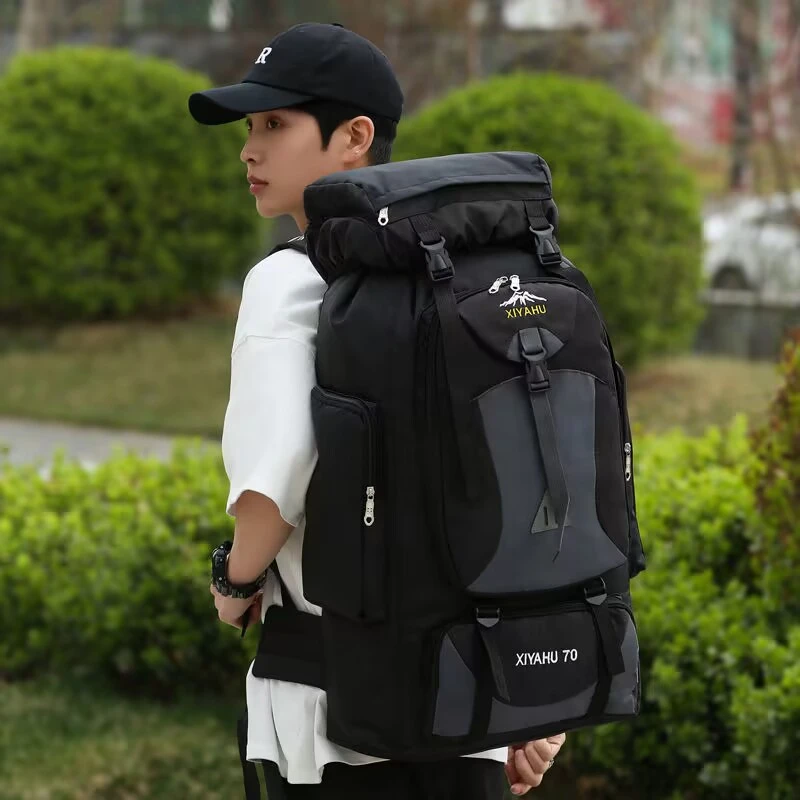 

Large Size 70L Hiking Backpack Outdoor Rainproof with Rain Cover Knapsack Climbing Shoulder Bag Travel Camping Rucksack Portable