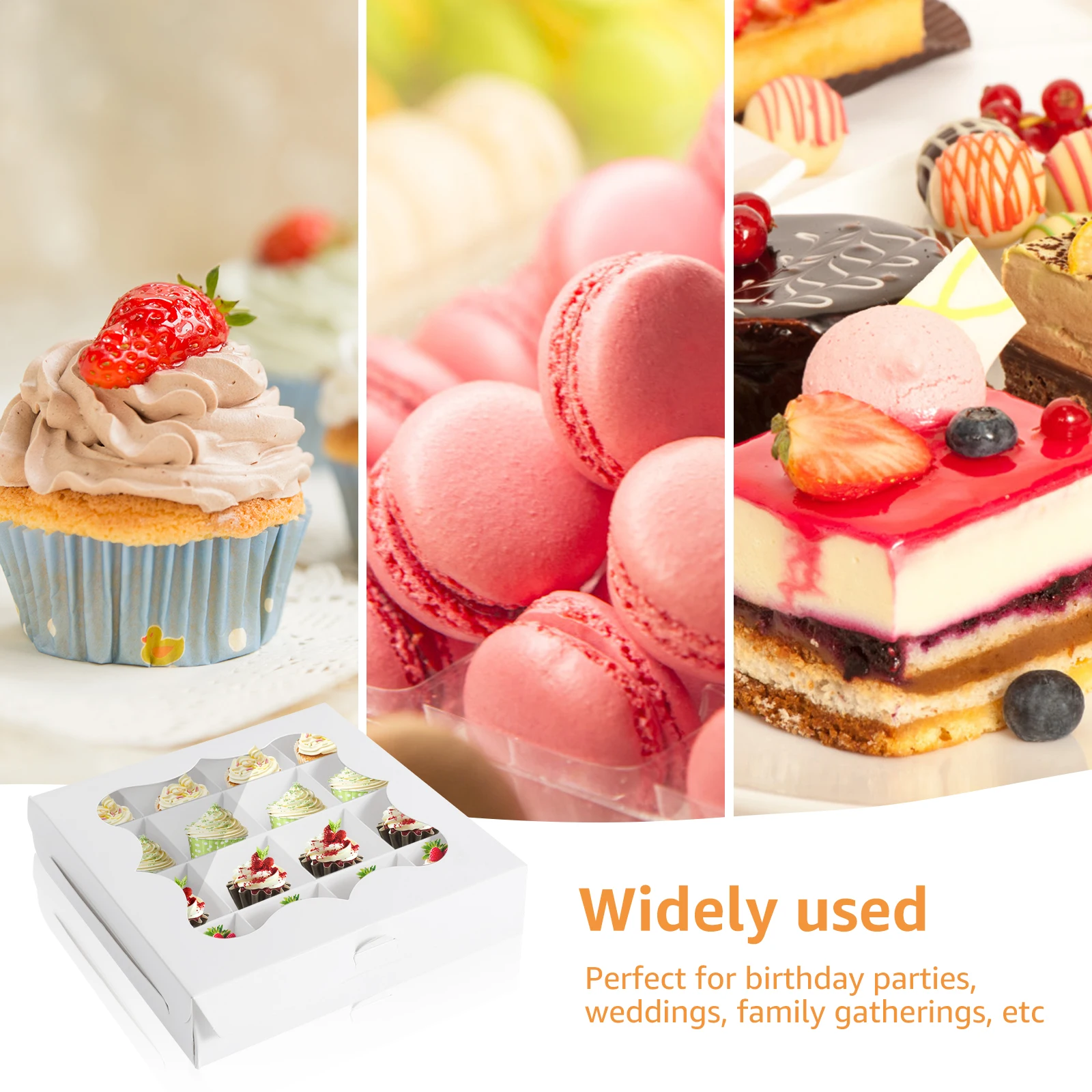 10/24Pcs Cupcake Packing Box 16-Grids Paper Bakery Boxe with Clear Window for Party Desserts Pastries Chocolates Containers New