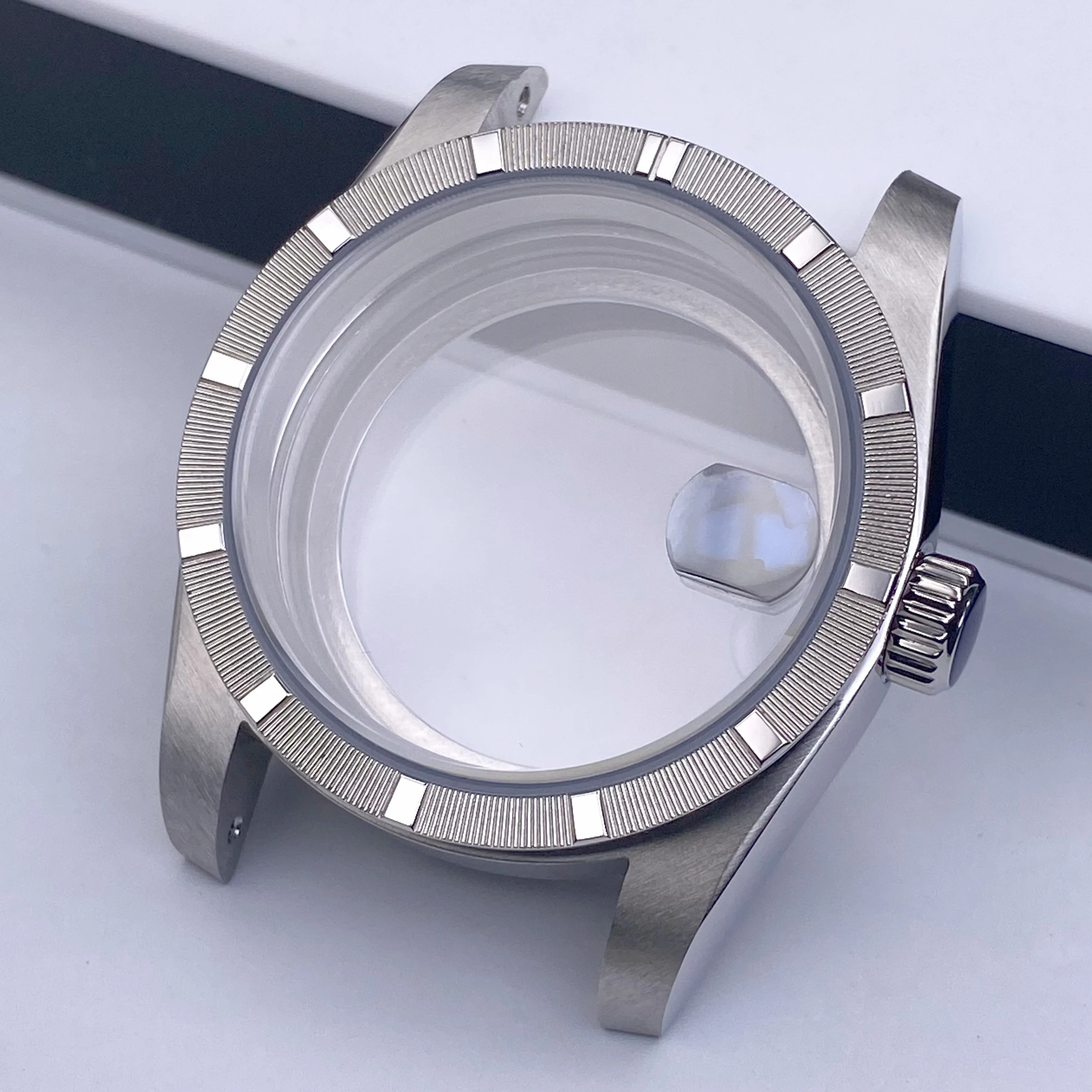 

New arrivals 36mm watch case Engine Turned BEZEL for AK Parts Replacemet FIT 28.5mm Dial NH35/36 Movement Sapphire Glass