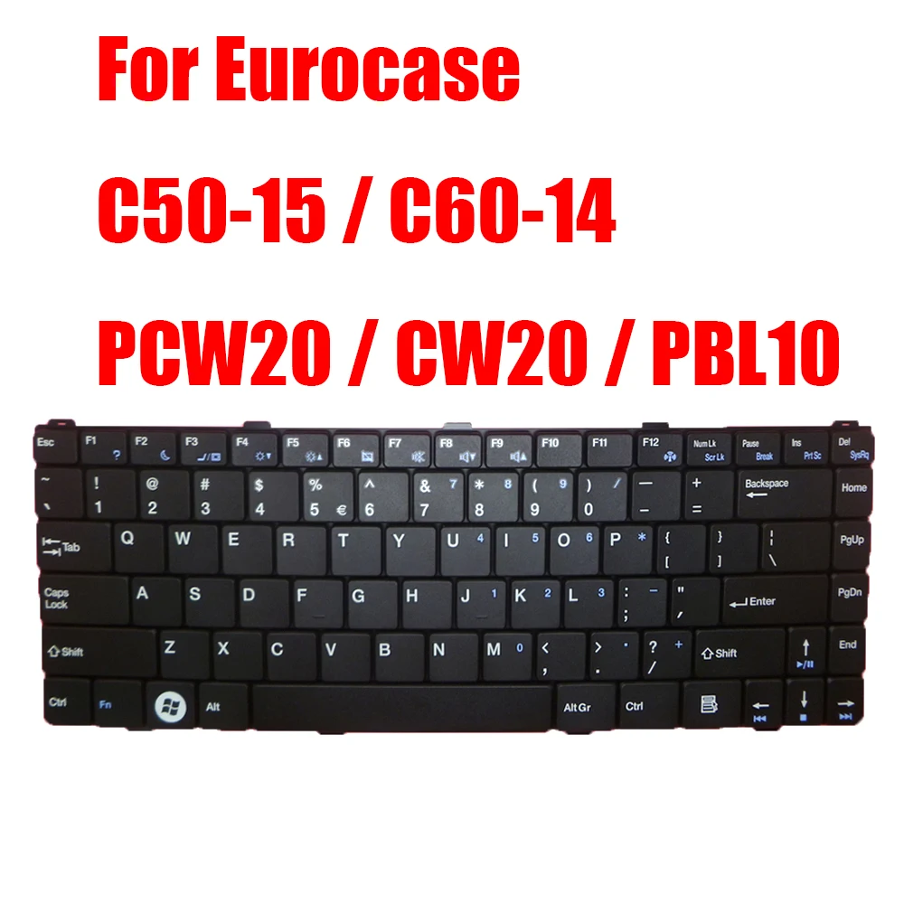 لوحة مفاتيح الكمبيوتر المحمول لـ Eurocase PCW20 CW20 PBL10 C50-15 C60-14 الإنجليزية الأمريكية الأسود