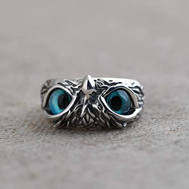 Charm Vintage Cute Men and Women Simple Design Owl Ring Silver Color Engagement Wedding Statement Rings Retro Jewelry Gifts