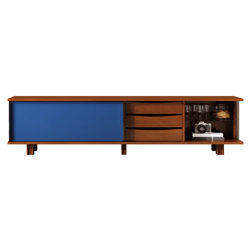 

Retro solid wood TV cabinet, antique locker, living room home audio-visual cabinet, color matching integrated cabinet, small