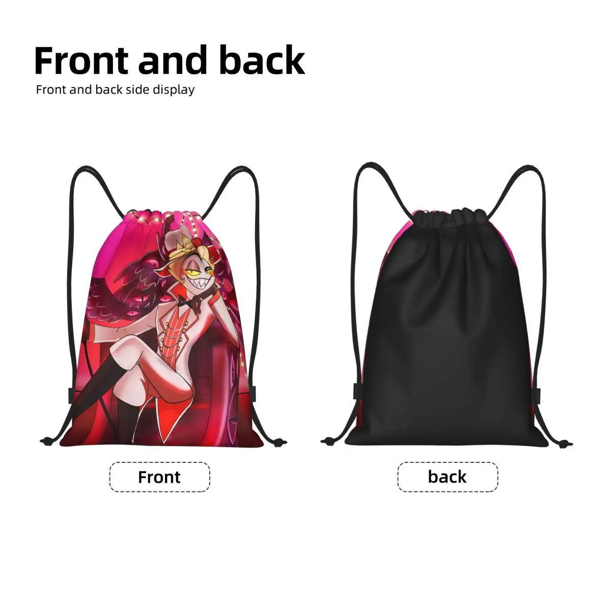 Hazbins Anime Animation Hotel Drawstring Backpack Women Men Sport Gym Sackpack Foldable Training Bag Sack