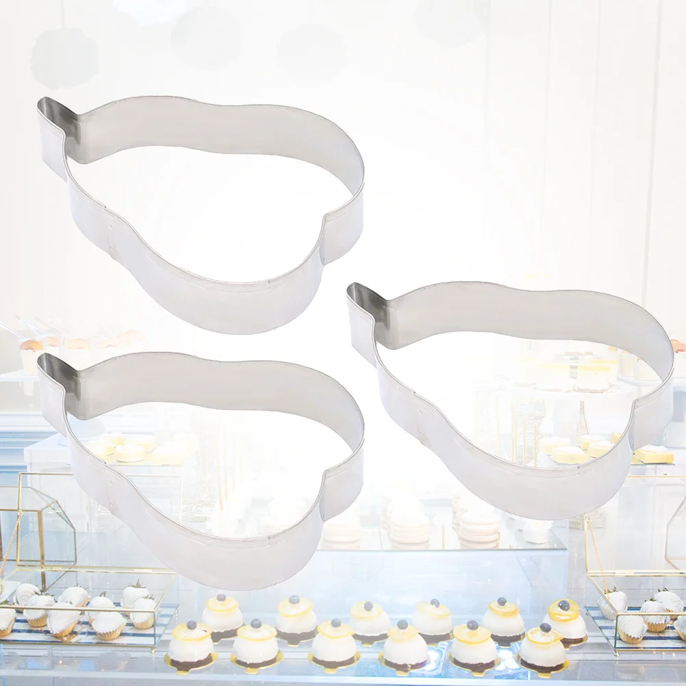 3Pcs Stainless Steel Pear Shape Cookie Cutter Molds Easy Clean Non-Stick DIY Chocolate Fondant Cake Baking Dessert Mold