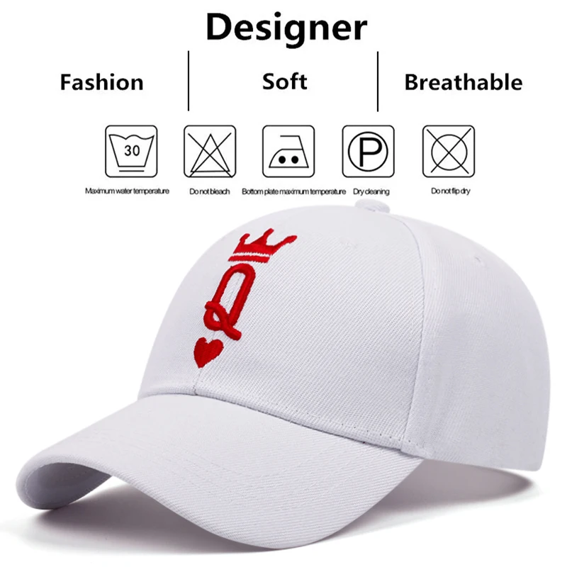 Red Heart K Playing Card Embroidered Baseball Hat Men Women Adjustable Hip Hop Baseball Cap Unisex Outdoor Sun Hat Snapback Hat