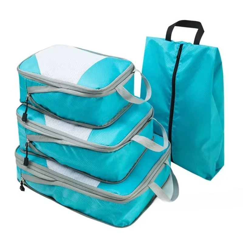 

4 шт./компл., компрессионная упаковка, кубики, дорожная сумка для хранения, упаковка чемодана, сетчатые сумки для одежды, нижнего белья, обуви