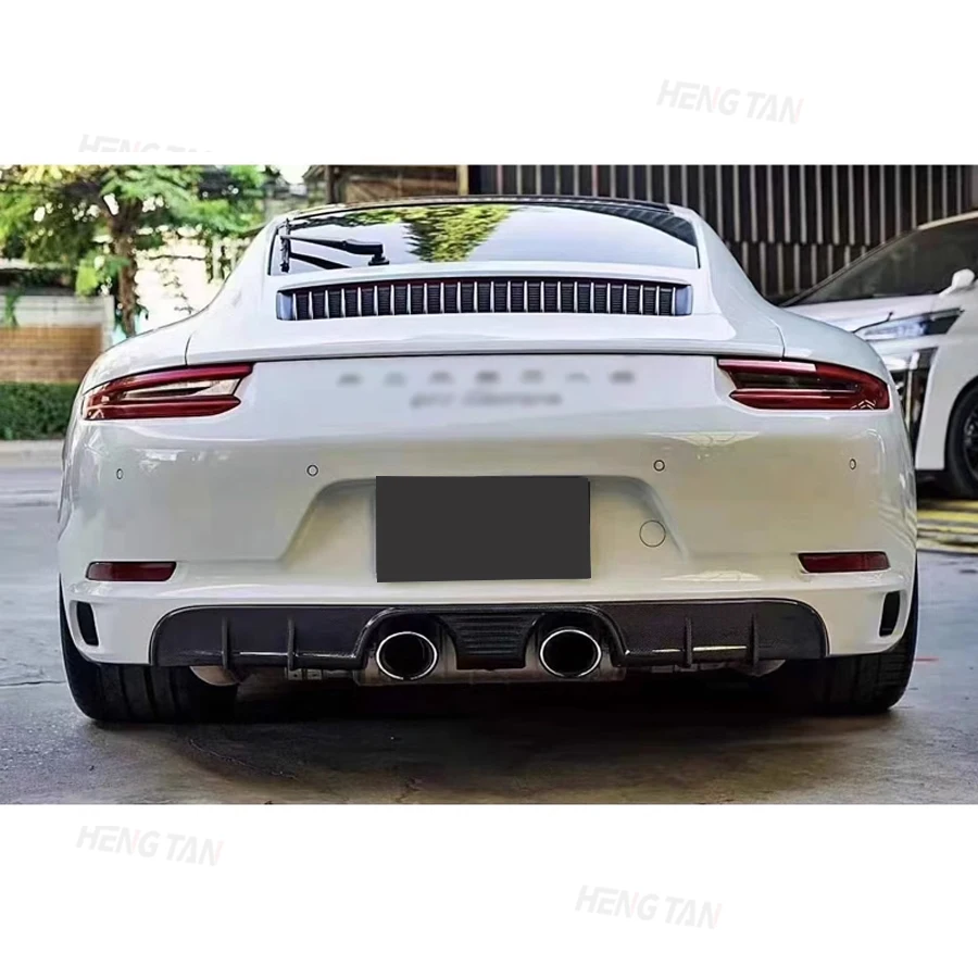 For Porsche Carrera 911 991.2 2015-2018 Carbon Fiber Car Rear Bumper Lip Diffuser Spoiler Parts Upgrade Body kit