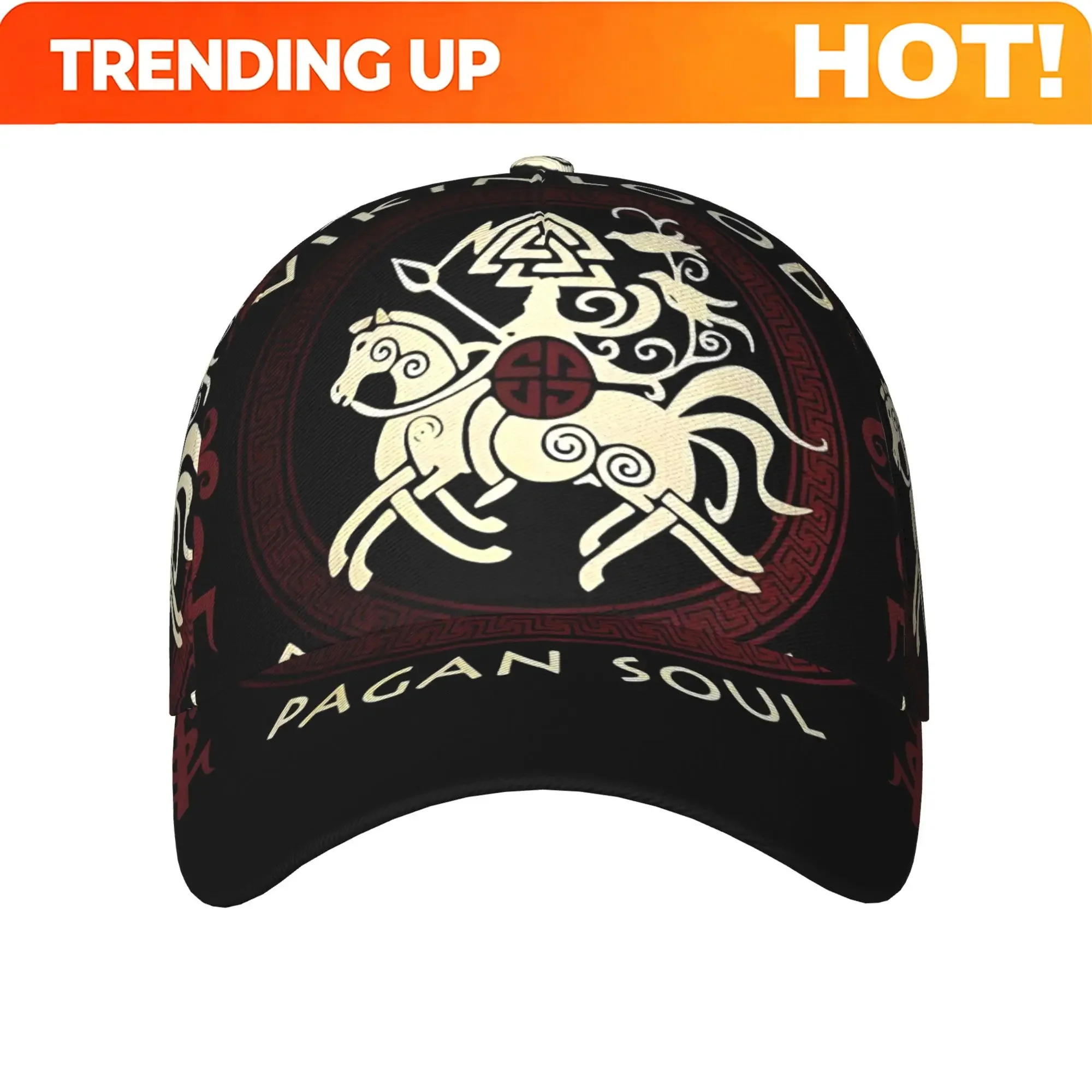 Customization This Adjustable, Lightweight Men'S Classic Baseball Cap Features A Retro Celtic-Style Horse Totem Design. It'S Uni
