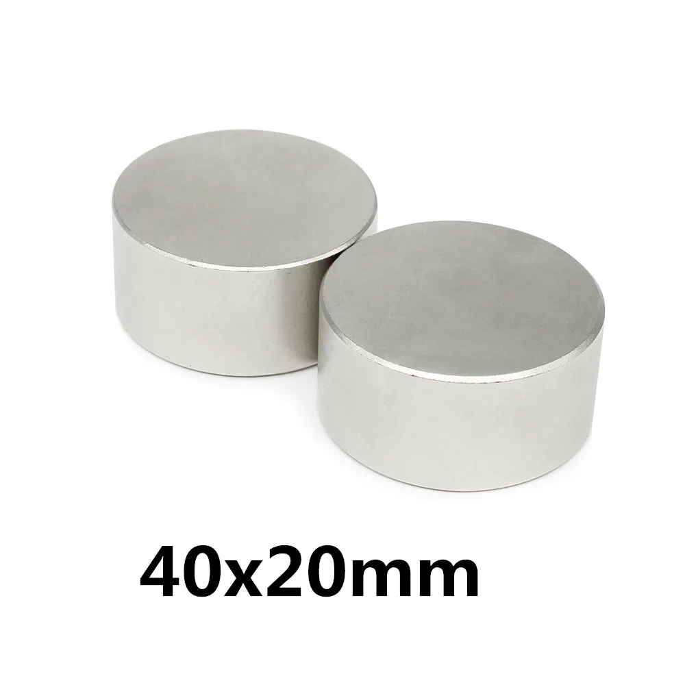 

1/2PCS 40x20 mm Thick Rare Earth Neodymium Magnet 40x20mm Big Strong Round Magnets N35 Permanent Disc Search Magnet 40*20