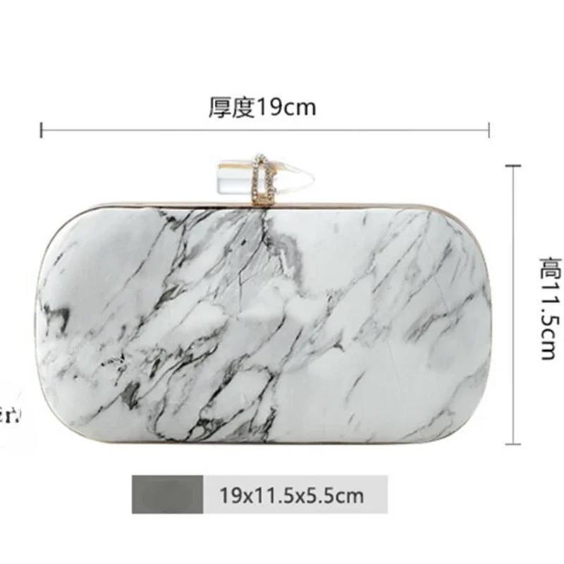 موضة المرأة الرخام منقوشة مساء حقيبة الحديثة رصاصة مشبك فستان رسمي حقيبة صغيرة شيك بولي Leather حقيبة يد جلدية Bolsos Mujer