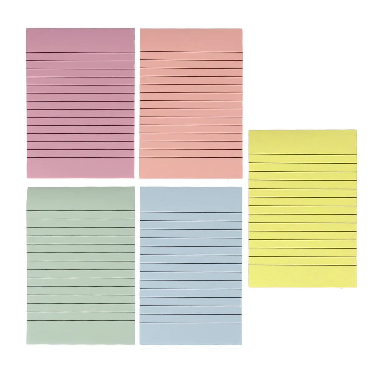 5Pcs Colorful Striped Self-Stick Notepads A6 Paper Notes Stickers No Residue Easy Peel Stick Any Surface Desk Fridge Wall