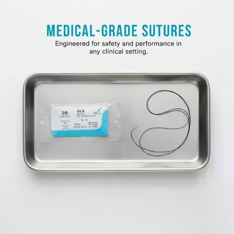 12PCS Dental Surgical Silk Suture Thread Kit Precision Medical Needle for Hospital and Home Practice