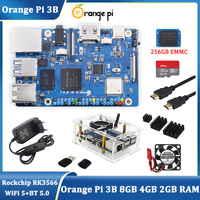 Orange Pi 3B 8GB 4GB 2GB RAM Rockchip RK3566 Quad-Core 64-bit WiFi+BLE Gigabit SBC Optional 256GB eMMC Power Supply for OPI 3B