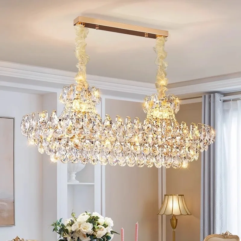 European Luxurious and Atmospheric Crystal Pendant Lights Living Room Illumination Luminaires Villa Hotel Lobby LED Chandeliers