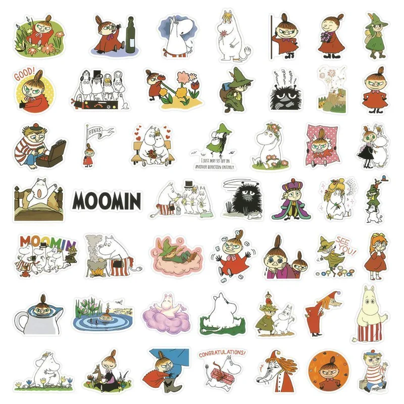 50PCS Muming Hippopotamus Stickers Cartoon Personalized Creative Handbooks Material Stickers DIY Computer Decoration Small Gifts