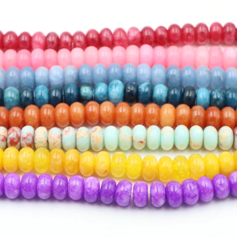 6x10mm Naturstein Rondell Abacus lose Perlen, bunte glatte Spacer-Perlen für DIY Schmuckherstellung Armband Halskette Edelsteinzubehör – Detail 3
