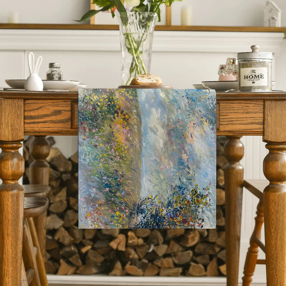 Claude Monet Table Runner Wedding Decoration Cloth Dining Decor Coffee Table Runners Washable Dining Long Cloth