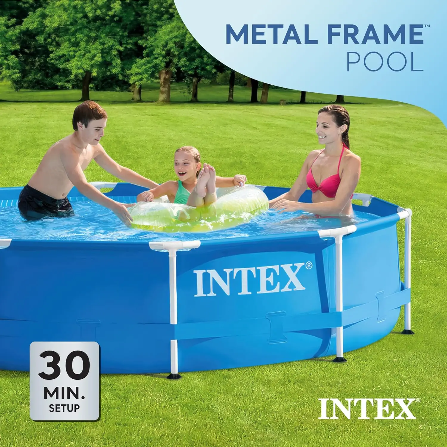 28200EH 10 Foot x 30 Inch 4 Person Outdoor Metal Frame Above Ground Round Swimming Pool with Easy Set-Up (Pump Not Included) image 5