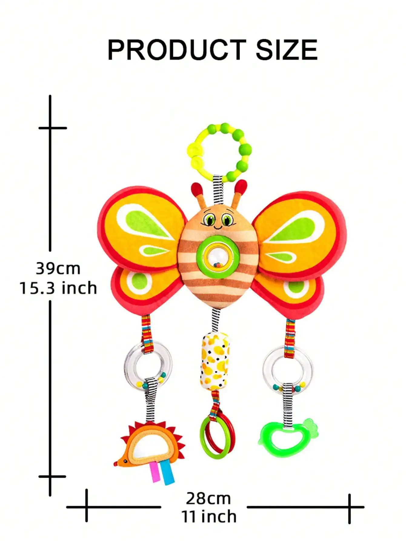 รถเข็นเด็กรูปสัตว์แบบมีคลื่นหมุนได้พร้อมอุปกรณ์เสริมสำหรับติดในรถยนต์พร้อมกับกระดาษริงกระดิ่งลมแก้วกาวเพื่อความปลอดภัยสำหรับทันตกรรม