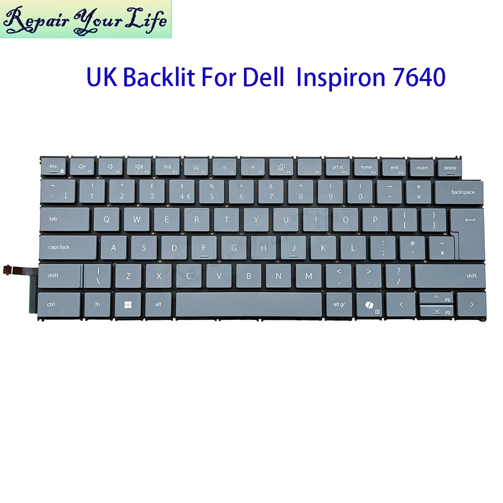 UK GB Backlit Keyboard For Dell Inspiron 7640 7645 7440 7441 7445 PLus 16 14 2-in-1 Notebook Backlight Keyboards AI Keycaps