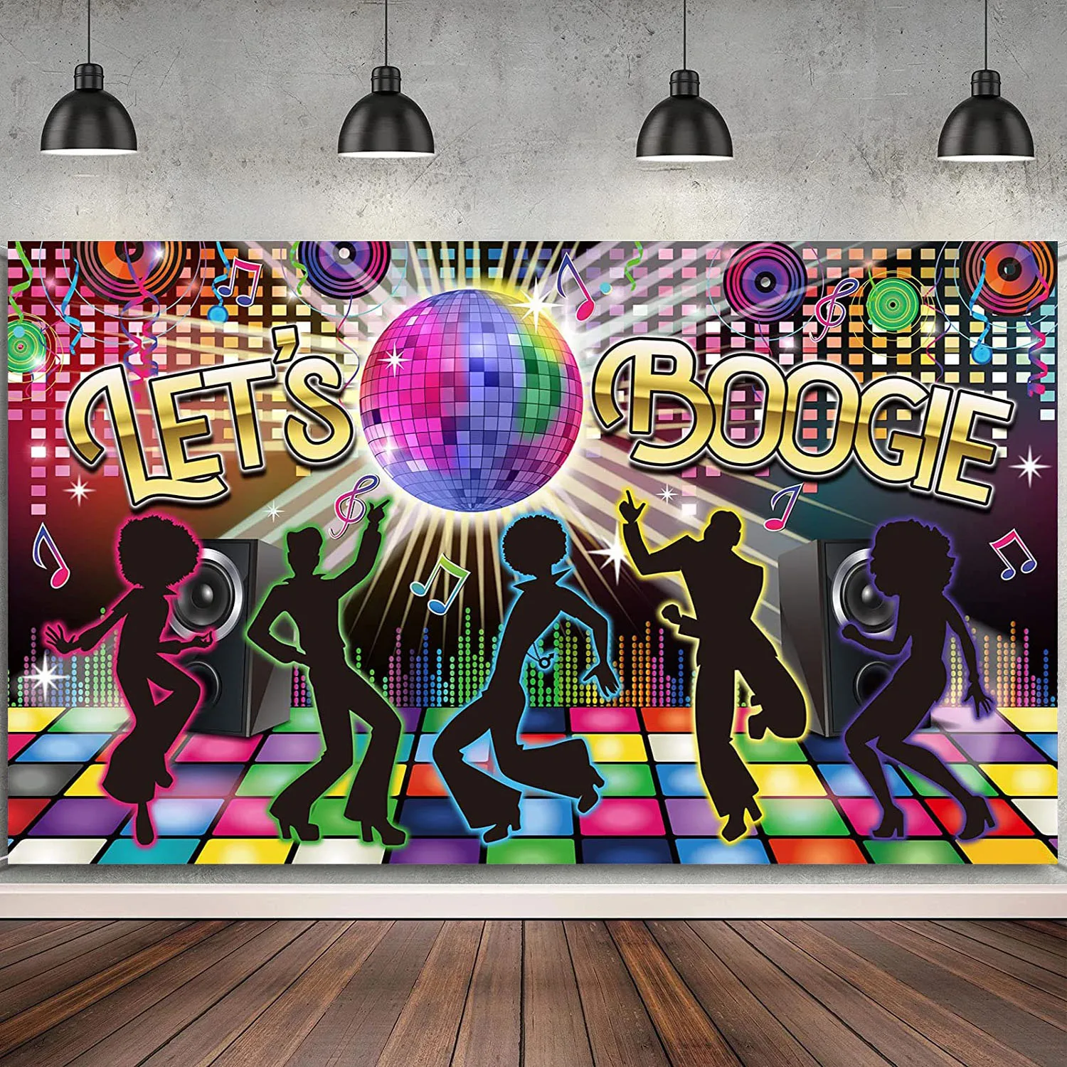 Disco Theme Party Birthday Backdrop Decoration Back to 60's 70's 80s Let's Boogie Glow Dancing Neon Night Photography Background