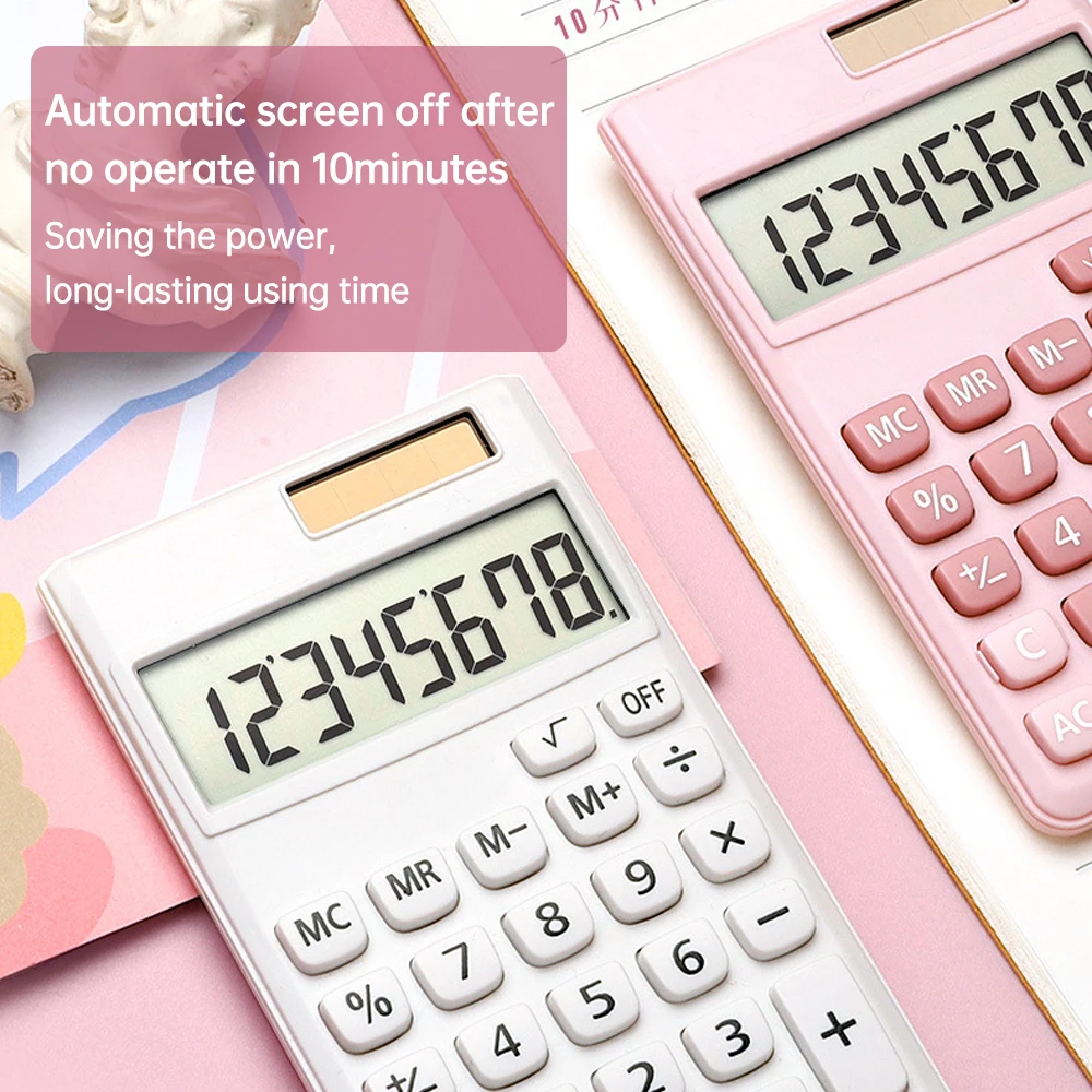 【Sale】Mechanical Calculator 8 Digit Large Solar Power  LCD Display Big Button Cute Candy Colored Calculator Suitable for Office