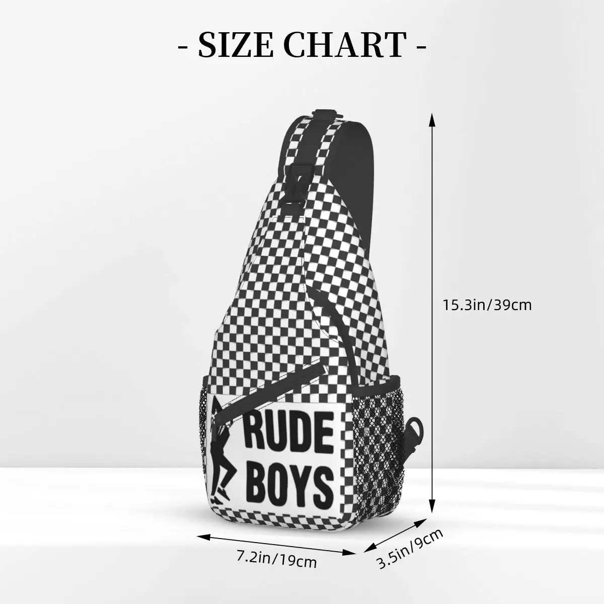 Ska Checkerboard Rude Boys Crossbody Sling Bags Printed Chest Bag 2 Tone Music Punk Rock for Bags Hiking Travel Biking Satchel