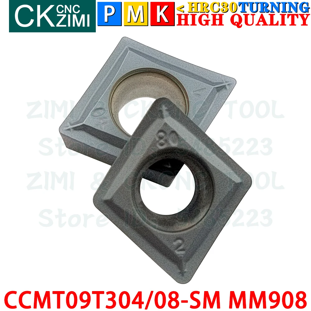 CCMT09T304-SM MM908 CCMT09T308-SM MM908 Sisipan Karbida Alat Sisipan Pembalik Internal Eksternal Alat Pemotong Bubut Logam CNC CCMT09T3 CCMT 09T3 SM MM908 Alat pertukangan