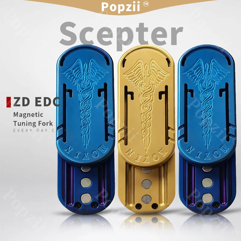 

ZD EDC Scepter Magnetic Tuning Fork Fidget Slider Adults Stress Relief Toy Titanium alloy Snap coin Anxiety Toys