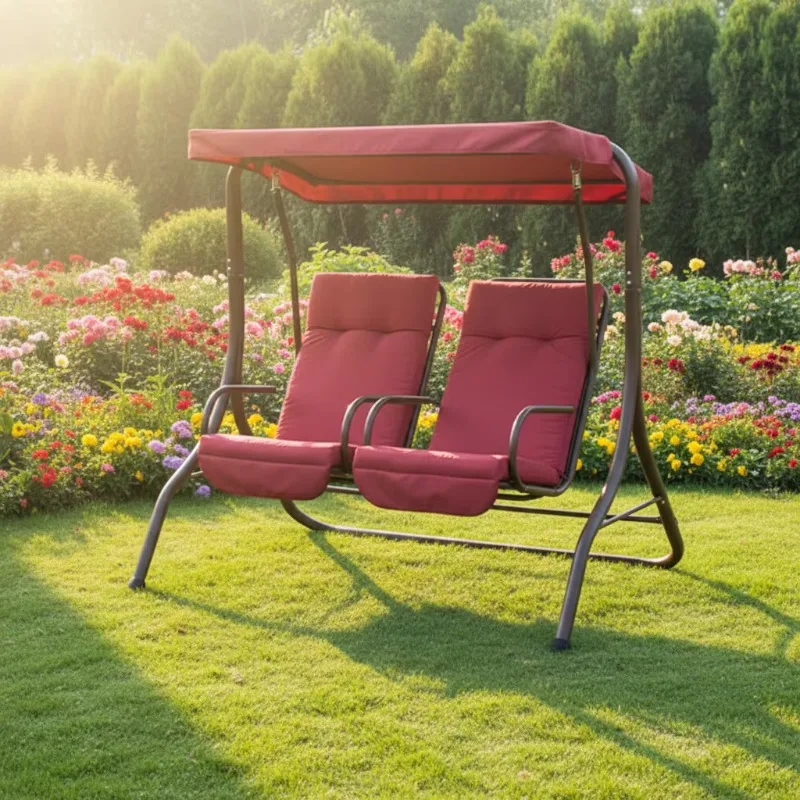 New Design Outdoor Courtyard Home Two People Sets Swing Chair Swing Rattan Chair 3 Seater Patio Swings
