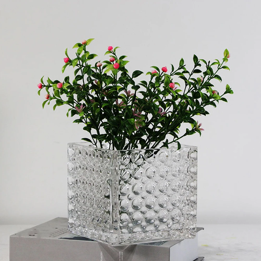 

2Pcs Glass Holder Creative Square Heat-Resistant Premium Thickened for Home Office Desktop Decor Hydroponic Planter