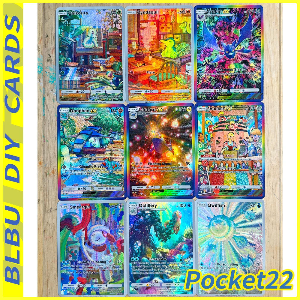 Karty kolekcjonerskie BLBU PTCG Pocket20 Espeon EX Umbreon Xatu Gyarados Meowt z tłoczonym wzorem, karty flash, trenerzy, nowe angielskie karty