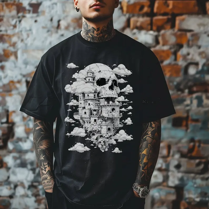 

Gothic City Skull Shirt - Alternative Clothing, Dark & Edgy Tee, Alt Witchy T-Shirt