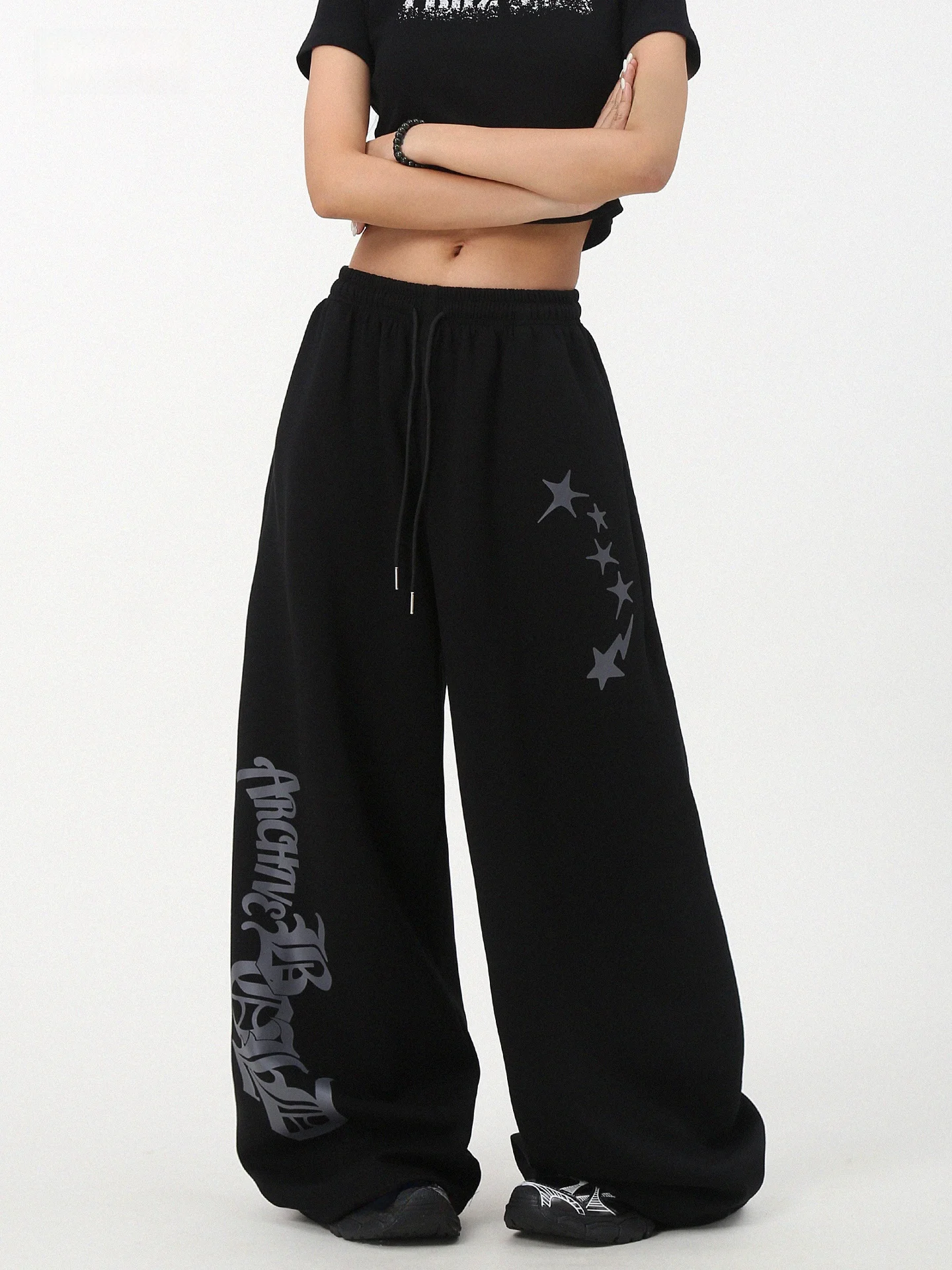 YBKZ Trendy Jazz Dance Sporty Loose Cuffed Pants Women's Street American Hip Hop Dancing Casual Trousers Straight Leg Pants