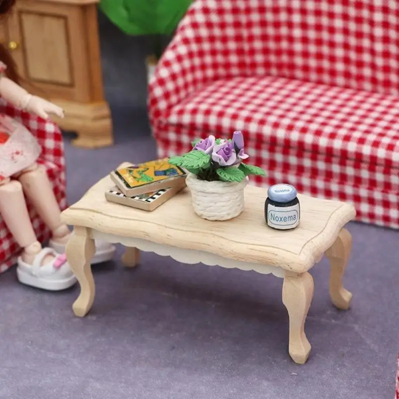 M89c 1:12 mini mini Holzmöbel Tisch Kaffeemodell Miniatur Wohnzimmer Möbel