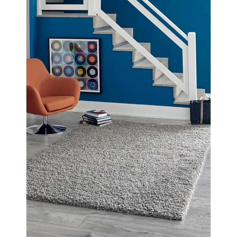 Über Cozy Solid Shag Collection – 8' x 10' Cloud Grey Shag