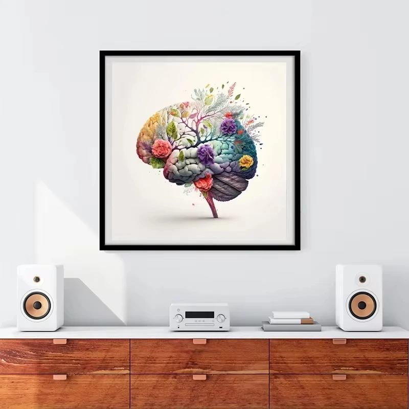 Watercolor Flowers Anatomical Heart Brain Lungs Poster Canvas Painting Prints Wall Art Pictures for Living Bedroom Home Decor